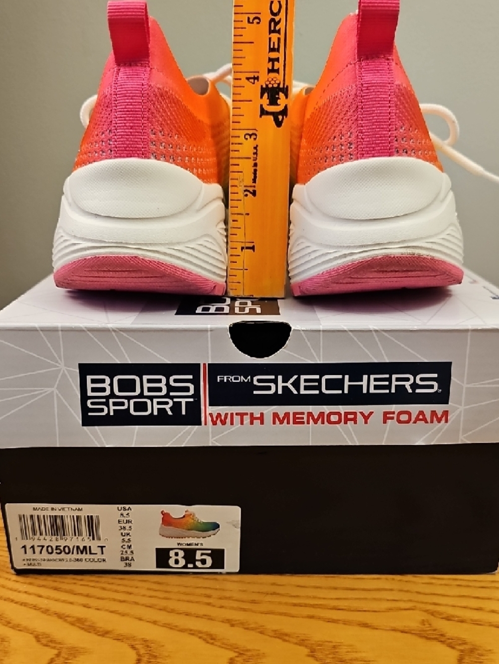 Skechers BOBS SPORT Knit Lace-Up Sneakers - Blue Green Yellow Orange Size 8.5 - Picture 3 of 9